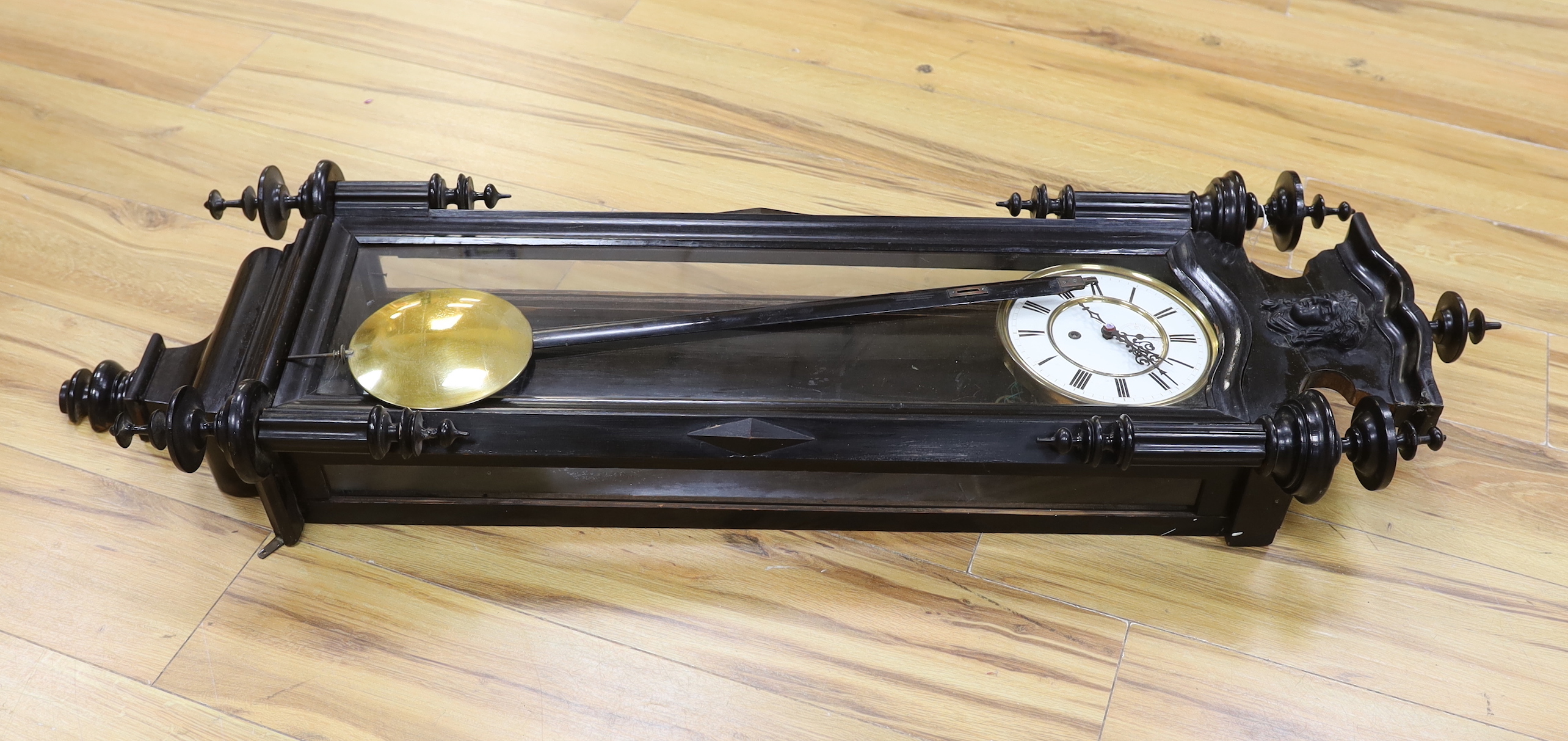 A late 19th century ebonised Viennese regulator, approx. 122cm high